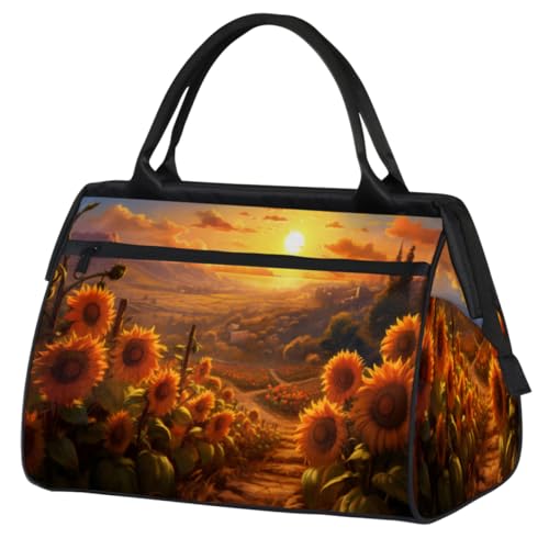 Sunflower Sunrise Turnbeutel für Damen und Herren, Reise-Sporttasche mit Trolleyhülle, wasserdichte Sporttasche, Weekender, Übernachtungstasche, Tragetasche für Reisen, Fitnessstudio, Sport, von cfpolar