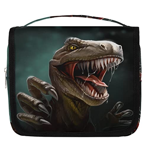 Tier Dinosaurier Raptor hängende Reise Kulturbeutel, tragbare Make-up-Kosmetiktasche für Frauen mit Aufhängehaken, wasserabweisendes Toilettenartikel-Set, Organizer für Toilettenartikel, Dusche, von cfpolar