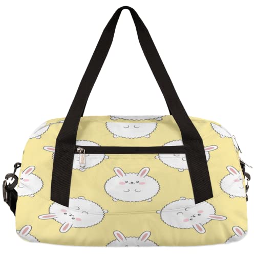 Tier Niedliche Kaninchen Hase Kinder Duffle Bag Mädchen Tanztasche Leicht Wasserabweisend Faltbar Sport Gym Bag Weekender Übernachtung Übernachtung Carry On Reisetasche für Jungen Mädchen von cfpolar