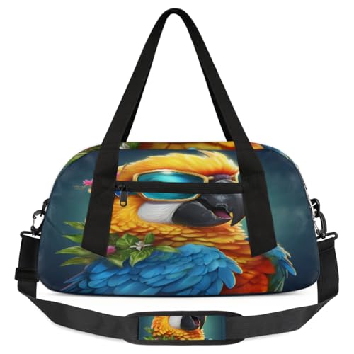 Tropische Papageien-Sonnenbrille für Kinder, leicht, wasserabweisend, faltbar, Sporttasche, Wochenender, Übernachtung, Übernachtung, Handgepäcktasche für Schule, Praxis, Reisen, Jungen und Mädchen, von cfpolar