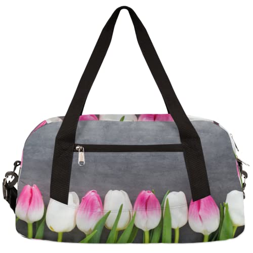 Tulip Tafel Kinder Duffle Bag Mädchen Tanztasche Leicht Wasserabweisend Faltbar Sport Gym Bag Weekender Übernachtung Übernachtung Handgepäck Reisetasche für Jungen Mädchen von cfpolar