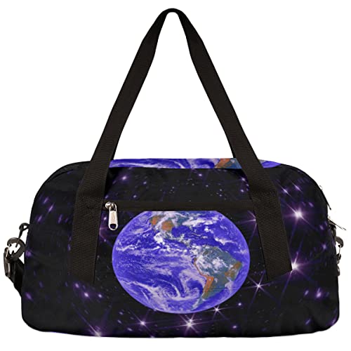 Universe Earth Galaxy Kinder Duffle Bag Mädchen Tanztasche Leicht Wasserabweisend Faltbar Sport Gym Bag Weekender Übernachtung Übernachtung Handgepäck Reisetasche für Jungen Mädchen von cfpolar