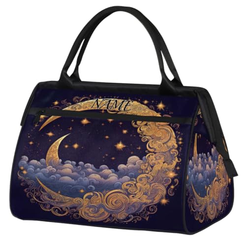 Universum Starry Night Moon Reise-Sporttasche für Damen, Essentials, individueller Namen, Handgepäcktasche, Turnbeutel, personalisiertes Zubehör, große Tragetasche, Wochenendtasche, Damen, Strand, von cfpolar