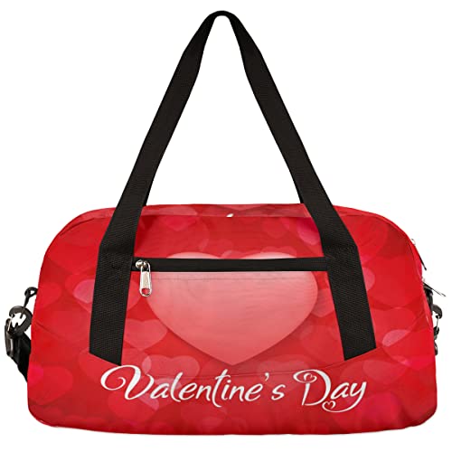 Valentines Happy Day Herz Ballon Kinder Duffle Bag Mädchen Tanztasche Leicht Wasserabweisend Faltbar Sport Gym Bag Weekender Übernachtung Übernachtung Handgepäck Reisetasche für Jungen Mädchen von cfpolar