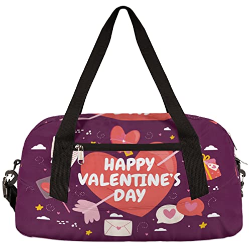 Valentinstag Liebe Pfeil Buchstaben Kinder Duffle Bag Mädchen Tanztasche Leicht Wasserabweisend Faltbar Sport Gym Bag Weekender Übernachtung Übernachtung Handgepäck Reisetasche für Jungen Mädchen von cfpolar