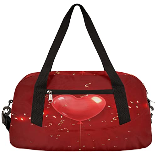 Valentinstag Luftballons Gold Konfetti Lichter Kinder Duffle Bag Mädchen Tanztasche Leicht Wasserabweisend Faltbar Sport Gym Bag Weekender Übernachtung Übernachtung Handgepäck Reisetasche für Jungen von cfpolar