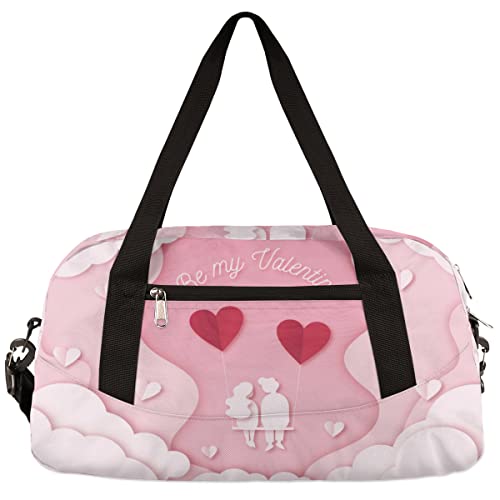 Valentinstag Papier Herz Paar Kinder Duffle Bag Mädchen Tanztasche Leicht Wasserabweisend Faltbar Sport Gym Bag Weekender Übernachtung Übernachtung Handgepäck Reisetasche für Jungen Mädchen von cfpolar