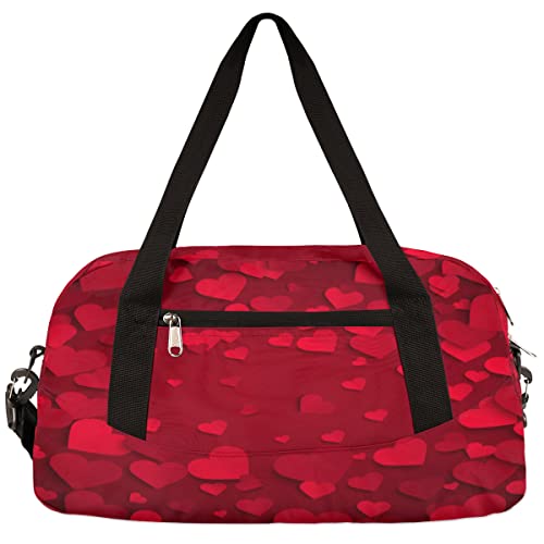 Valentinstag Rote Papierherzen Kinder Duffle Bag Mädchen Tanztasche Leicht Wasserabweisend Faltbar Sport Gym Bag Weekender Übernachtung Übernachtung Handgepäck Reisetasche für Jungen Mädchen von cfpolar