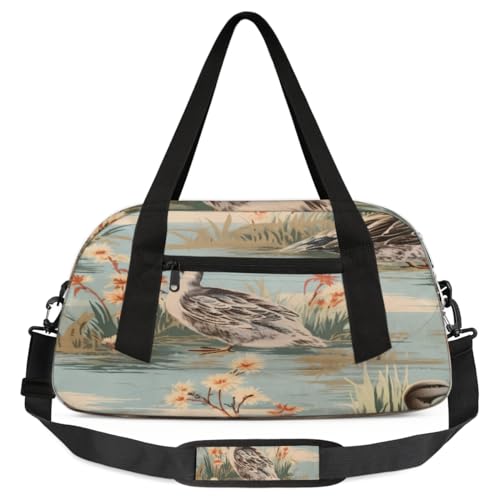 Vintage Alley Duck Kinder-Duffle-Tasche, leicht, wasserabweisend, faltbar, Sporttasche, Wochenender, Übernachtung, Handgepäcktasche für Schule, Praxis, Reisen, Jungen und Mädchen, Mehrfarbig von cfpolar