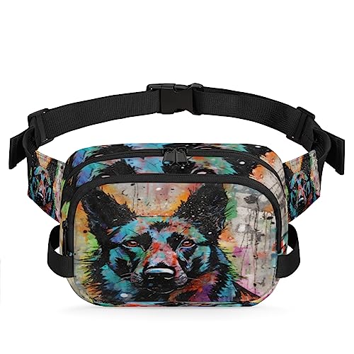 Vintage American Belgian Shepherd Fanny Pack for Men Women, Fashionable Crossbody Belt Bags Square Waist Pack with Adjustable Strap for Travel Hiking Workout Cycling Running von cfpolar