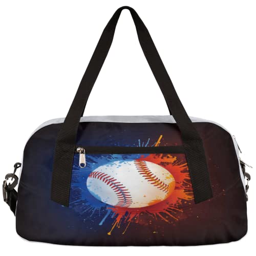 Watercolor Splash Baseball Kids Duffle Bag Girls Dance Bag Lightweight Water Resistant Foldable Sports Gym Bag Weekender Overnight Sleepover Carry On Travel Bag for Boys Girls von cfpolar