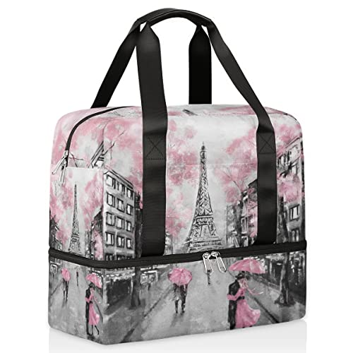 Weekender Taschen für Frauen mit Schuhfach, Reisetasche für Übernachtung, für Fitnessstudio, Sport, Fitness, Yoga, Workout, Training, Handtasche, Paris von cfpolar