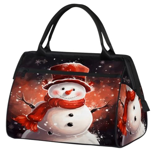 Weihnachten Winter Schneemann Schneeflocken Turnbeutel für Damen Herren, Reise Sport Duffel Bag mit Trolleyhülle, wasserdichte Sport Gym Bag Weekender Übernachtung Tasche Carry On Tote Bag für Reisen von cfpolar