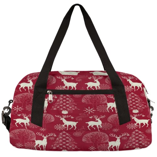 Weihnachtliche Hirschbusch Kinder Duffle Bag Mädchen Tanztasche Leicht Wasserabweisend Faltbar Sport Gym Bag Weekender Übernachtung Übernachtung Handgepäck Reisetasche für Jungen Mädchen von cfpolar