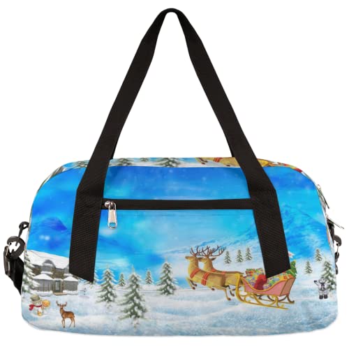 Weihnachts-Winter-Weihnachtsmann-Kinder-Duffle-Tasche für Mädchen, Tanztasche, leicht, wasserabweisend, faltbar, Sport, Turnbeutel, Wochenende, Übernachtung, Übernachtung, Handgepäck, Reisetasche für von cfpolar