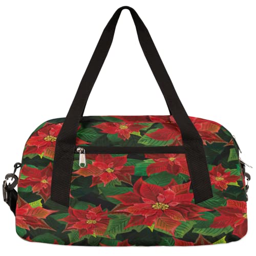 Weihnachts-Winter-Weihnachtsstern-Blumen, Kinder-Seesack, Mädchen, Tanztasche, leicht, wasserabweisend, faltbar, Sport, Turnbeutel, Wochenende, Übernachtung, Übernachtung, Handgepäck, Reisetasche für von cfpolar