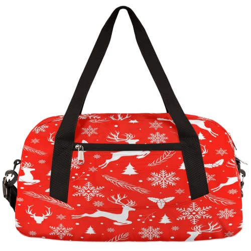 Weihnachtselch Schneeflocke Kinder Duffle Bag Mädchen Tanztasche Leicht Wasserabweisend Faltbar Sport Gym Bag Weekender Übernachtung Übernachtung Handgepäck Reisetasche für Jungen Mädchen von cfpolar