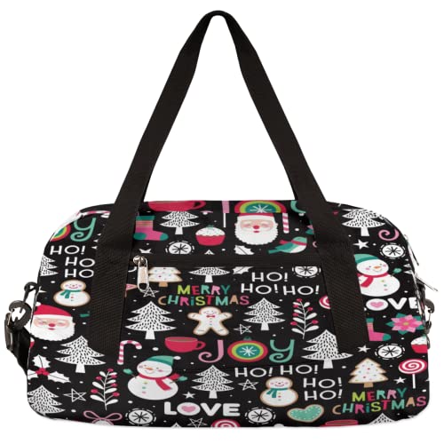 Weihnachtsmuster Schneemann Weihnachtsmann Kinder Duffle Bag Mädchen Tanztasche Leicht Wasserabweisend Faltbar Sport Gym Bag Weekender Übernachtung Übernachtung Handgepäck Reisetasche für Jungen von cfpolar