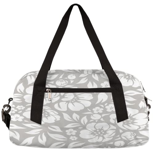 Weiße Pfingstrosen Blumen Zweige Kinder Duffle Bag Mädchen Tanztasche Leicht Wasserabweisend Faltbar Sport Gym Bag Weekender Übernachtung Übernachtung Handgepäck Reisetasche für Jungen Mädchen von cfpolar