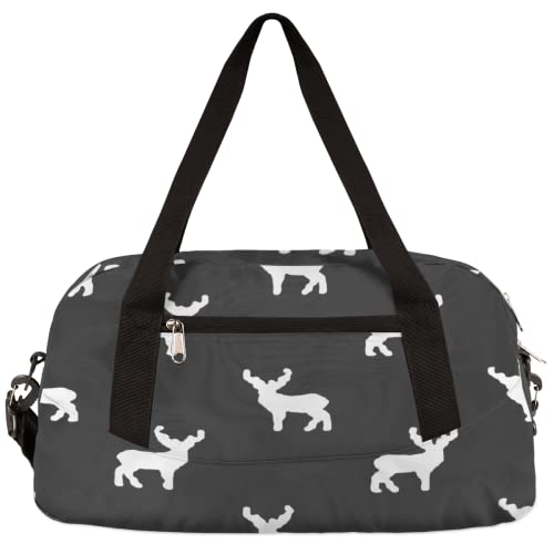 White Deer Silhouette Kinder Duffle Bag Mädchen Tanztasche Leicht Wasserabweisend Faltbar Sport Gym Bag Weekender Übernachtung Übernachtung Handgepäck Reisetasche für Jungen Mädchen von cfpolar