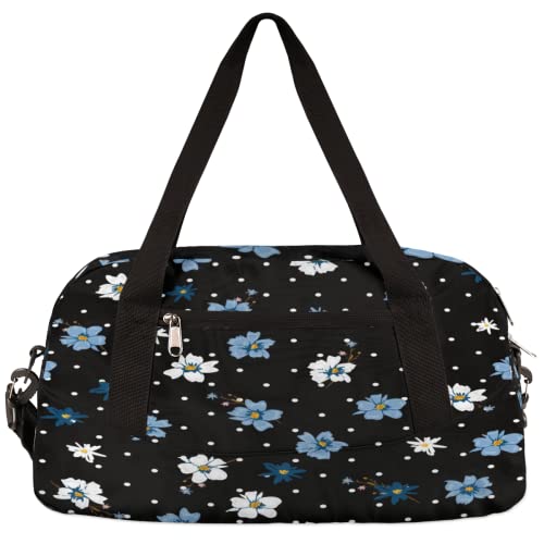 Wilde Blume Polka Dots Kinder Duffle Bag Mädchen Tanztasche Leicht Wasserabweisend Faltbar Sport Gym Bag Weekender Übernachtung Übernachtung Carry On Reisetasche für Jungen Mädchen von cfpolar