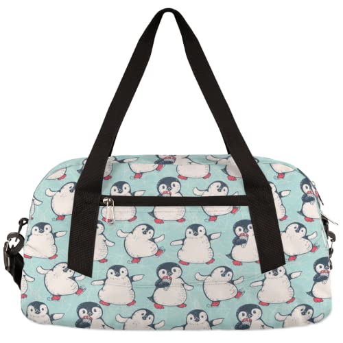 Winter-Pinguine, Skaten, Kinder, Duffle-Tasche, Mädchen, Tanztasche, leicht, wasserabweisend, faltbar, Sport, Turnbeutel, Wochenende, Übernachtung, Übernachtung, Handgepäck, Reisetasche für Jungen und von cfpolar