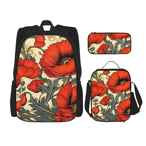 cfpolar 3-teiliger Rucksack, Aquarell-cooler Tiger-Rucksack, Lunch-Tasche, Federmäppchen, Reise-Laptop-Rucksack, Büchertasche, Lunchbox, Thermo-Kühltasche, Kulturbeutel, Aufbewahrungstasche für von cfpolar