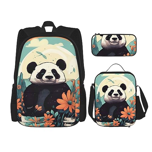 cfpolar 3-teiliger Rucksack, cooler Totenkopf-Glas-Hintergrund, Rucksack, Lunch-Tasche, Federmäppchen, Reise-Laptop-Rucksack, Büchertasche, Lunchbox, Thermo-Kühltasche, Kulturbeutel, von cfpolar