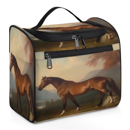 cfpolar Animal Stylish Horse(01) Make-up-Tasche, tragbare Kosmetiktasche für Damen, große Kapazität, Reise-Make-up-Koffer, Kulturbeutel für Hautpflege, Make-up-Organizer Tasche für Mädchen, Mehrfarbig von cfpolar