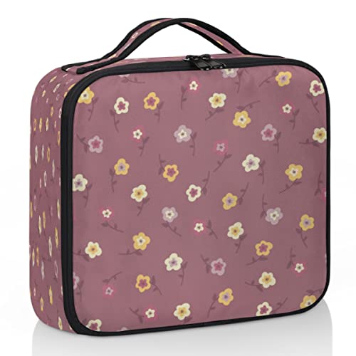 cfpolar Bunte Blumen Hintergrund harte Partition Kosmetiktasche große Kapazität Make-up-Tasche mit verstellbarem Fach, wasserdichte Reise-Kulturtasche, tragbare Reise-Organizer-Tasche für Frauen von cfpolar