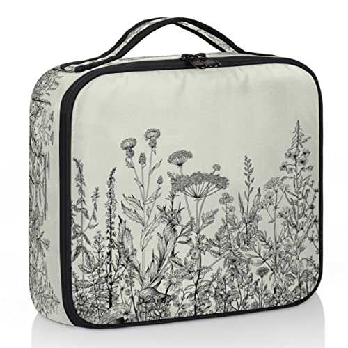 cfpolar Kosmetiktasche für Kräuter und Wildblumen, Pflanzen, harte Trennwand, große Kapazität, Make-up-Tasche mit verstellbarem Fach, wasserdichte Reise-Kulturtasche, tragbare Reise-Organizer-Tasche von cfpolar