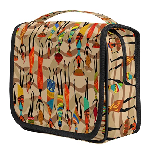 cfpolar Kulturbeutel mit Waldbaum-Camouflage-Motiv, zum Aufhängen, Reise-Kulturbeutel, große Kosmetiktasche, Make-up-Tasche, Reise-Organizer-Tasche, N-Ethnische afrikanische Frauen, 9x4x8 in von cfpolar