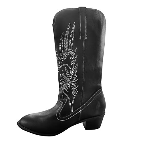 Cowboystiefel Damen Vintage Lederstiefel Mit Blumen Westernstiefel Cowboy Stiefeletten Motorrad Biker Ankle Boots Schlupfstiefel Damenstiefel Arbeitsstiefel Herbst Winter Kurzstiefel Halbstiefel von cfpqv