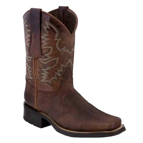 Cowboystiefel Herren Lederstiefel Vintage Westernstiefel Motorrad Biker Ankle Boots Reitstiefel Cowboy Stiefeletten Kurzstiefel Damenstiefel Schlupfstiefel Gothic Stiefel Herbst Arbeitsstiefel von cfpqv