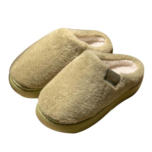 Hausschuhe Damen Plüsch, Winter Pantoffeln Memory Foam Slippers Slides Flauschige Hausschuh Schlappen Rutschfeste Winterhausschuhe Weiche Warme Hauspantoffeln Flache Flip Flop Für Drinnen Draußen von cfpqv
