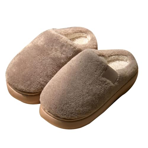 Hausschuhe Damen Plüsch, Winter Pantoffeln Memory Foam Slippers Slides Flauschige Hausschuh Schlappen Rutschfeste Winterhausschuhe Weiche Warme Hauspantoffeln Flache Flip Flop Für Drinnen Draußen von cfpqv