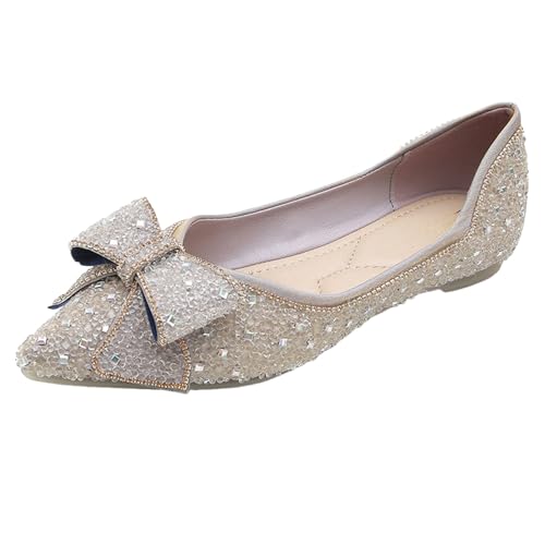 Loafer Damen Ballerinas Flache Schuhe Kleid Schuhe Elegante Und Bequeme Hochzeitsschuhe Brautschuhe Mit Schleifen Damenschuhe Ballettschuhe Balerinaschuhe rutschfeste Halbschuhe Pumps von cfpqv