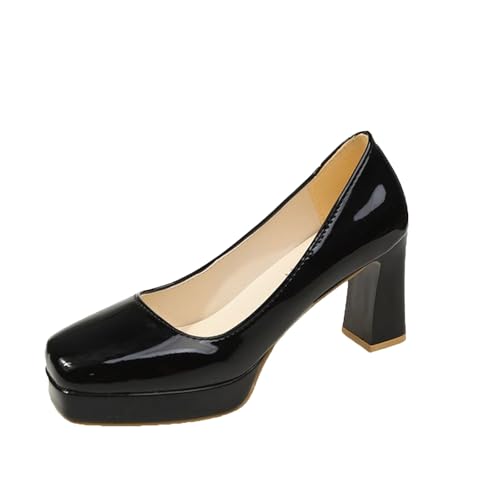 Mary Jane Schuhe Damen High Heels Plateau Pumps Absatzschuhe Leder Hochzeitsschuhe Mit Blockabsatz Abendschuhe Party Kleid Schuhe Damenschuhe Elegant Und Bequem Trachtenschuhe Halbschuhe von cfpqv
