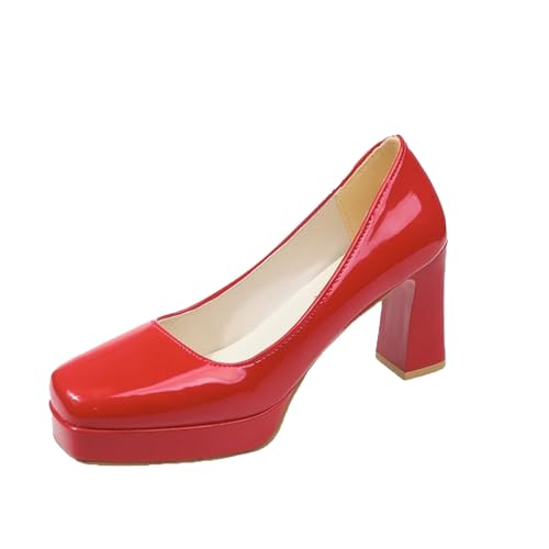 Mary Jane Schuhe Damen High Heels Plateau Pumps Absatzschuhe Leder Hochzeitsschuhe Mit Blockabsatz Abendschuhe Party Kleid Schuhe Damenschuhe Elegant Und Bequem Trachtenschuhe Halbschuhe von cfpqv