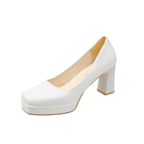 Mary Jane Schuhe Damen High Heels Plateau Pumps Absatzschuhe Leder Hochzeitsschuhe Mit Blockabsatz Abendschuhe Party Kleid Schuhe Damenschuhe Elegant Und Bequem Trachtenschuhe Halbschuhe von cfpqv