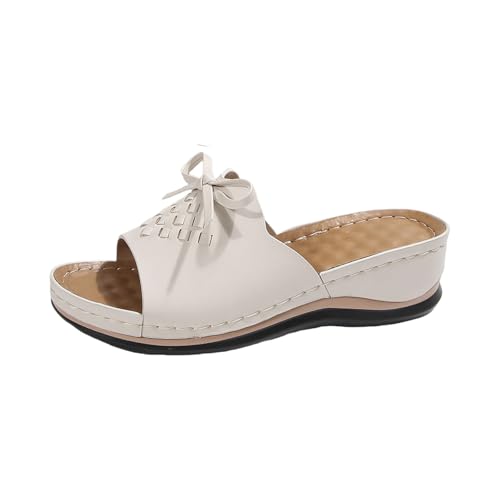 Pantoletten Damen Mit Absatz - Römersandalen Kunstleder Keilsandalen Peep Toe Slippers Schlappen Plateau Slides Latschen Gartenschuhe Pumps Wedges Sommerschuhe Damenschuhe Strandsandalen von cfpqv