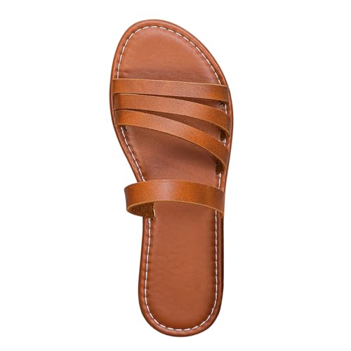 Pantoletten Damen Mit Fussbett, Flache Slippers Slides Mesh Sandalen Kunstleder Strandschuhe Römersandalen Sommer Bequem Latschen Hausschuhe Peep Toe Sommerschuhe Rutschfest Schlappen von cfpqv