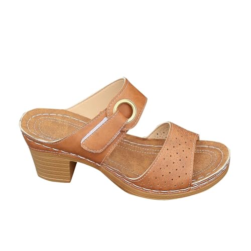 Pumps Damen Pantoletten Damen Mit Absatz PU Leder Sandalen Römersandalen Strandschuhe Peep Toe Sommerschuhe Slippers Wedges Slides Rutschfest Gartenschuhe Strandsandalen Hausschuhe Gr.36-43 von cfpqv