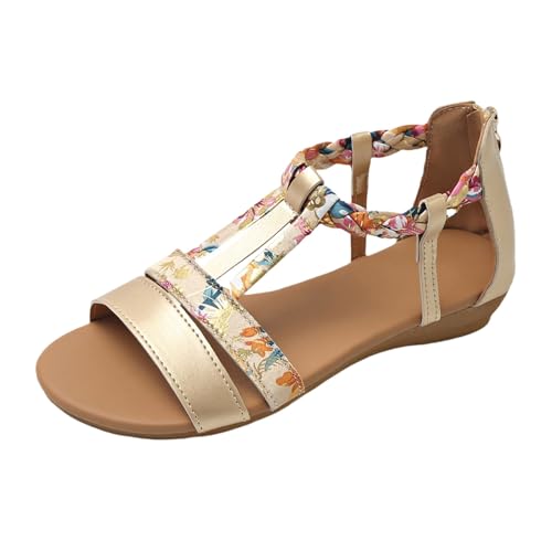 Sandalen Damen Sommer Bequem Riemchensandalen Bohemia Römersandalen Peep Toe Strandsandalen Flache Sommersandalen Mesh Sommerschuhe Damenschuhe Elegant Und Bequem Strandschuhe Gr.36-43 von cfpqv