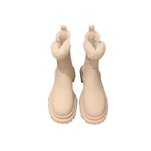 Stiefeletten Damen Schwarz, Winterstiefel Arbeitsschuhe Winterboots Gefüttert Winterschuhe Plateau Damenstiefel Schlupfstiefel Schneestiefel Winter Motorrad Biker Boots Wanderstiefel Reitstiefel von cfpqv