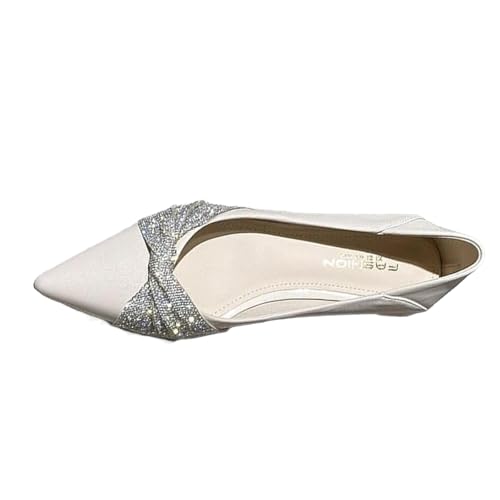 cfpqv Ballerinas Damen Hochzeitsschuhe Flache Kleid Schuhe Mit Schleifen Damenschuhe Elegant Und Bequem Loafers Spitzschuhe Mary Jane Schuhe Slip On Halbschuhe Brautschuhe Ballerinaschuhe Gr.35-39 von cfpqv