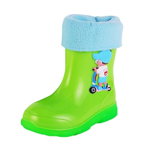 cfpqv Gummistiefel Kinder Gefüttert Regenstiefel Jungen Mädchen Regenschuhe Regen Stiefel Winter Warm Rain Boots Wasserdichte Stiefeletten Kinderstiefel Rutschfeste Kinderschuhe Bootschuhe 5-12 Jahre von cfpqv