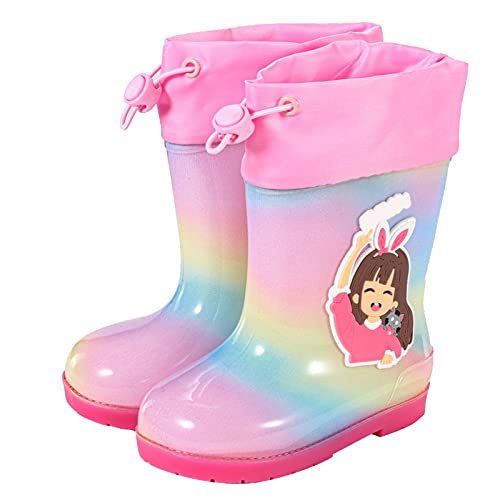 cfpqv Gummistiefel Kinder Regenstiefel Regenbogen Regenschuhe Handle It Rain Boots Regen Stiefel Kinderstiefel Wasserdichte Stiefeletten Mädchen Halbschaft Bootschuhe 2-10 Jahre Kinderschuhe von cfpqv