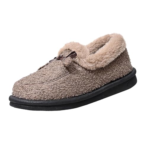 cfpqv Hausschuhe Damen Gefüttert Loafer Elegant Damenschuhe Plüsch Geschlossene Halbschuhe Winterschuhe Slip On Schuhe Winterboots Slippers Pantoffeln Sneaker Winter Boots Wanderschuhe Arbeitschuhe von cfpqv