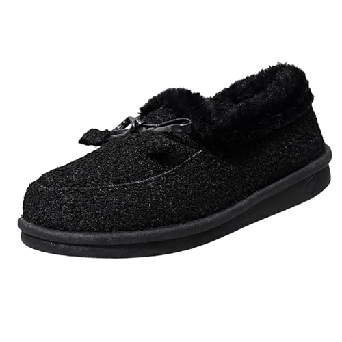 cfpqv Hausschuhe Damen Gefüttert Loafer Elegant Damenschuhe Plüsch Geschlossene Halbschuhe Winterschuhe Slip On Schuhe Winterboots Slippers Pantoffeln Sneaker Winter Boots Wanderschuhe Arbeitschuhe von cfpqv